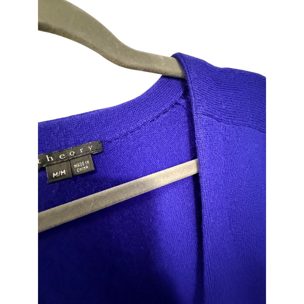 Theory M 100% Cashmere Long Button Front Cardigan Sweater $535 Bright Royal Blue - Picture 3 of 8